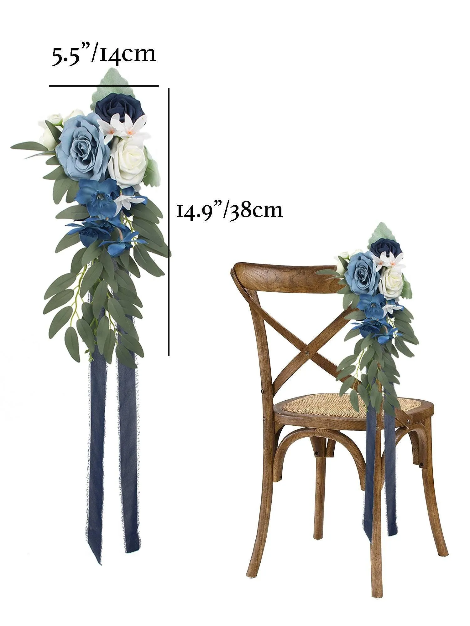 6Pcs Navy & Dusty Blue Aisle Flower Decor