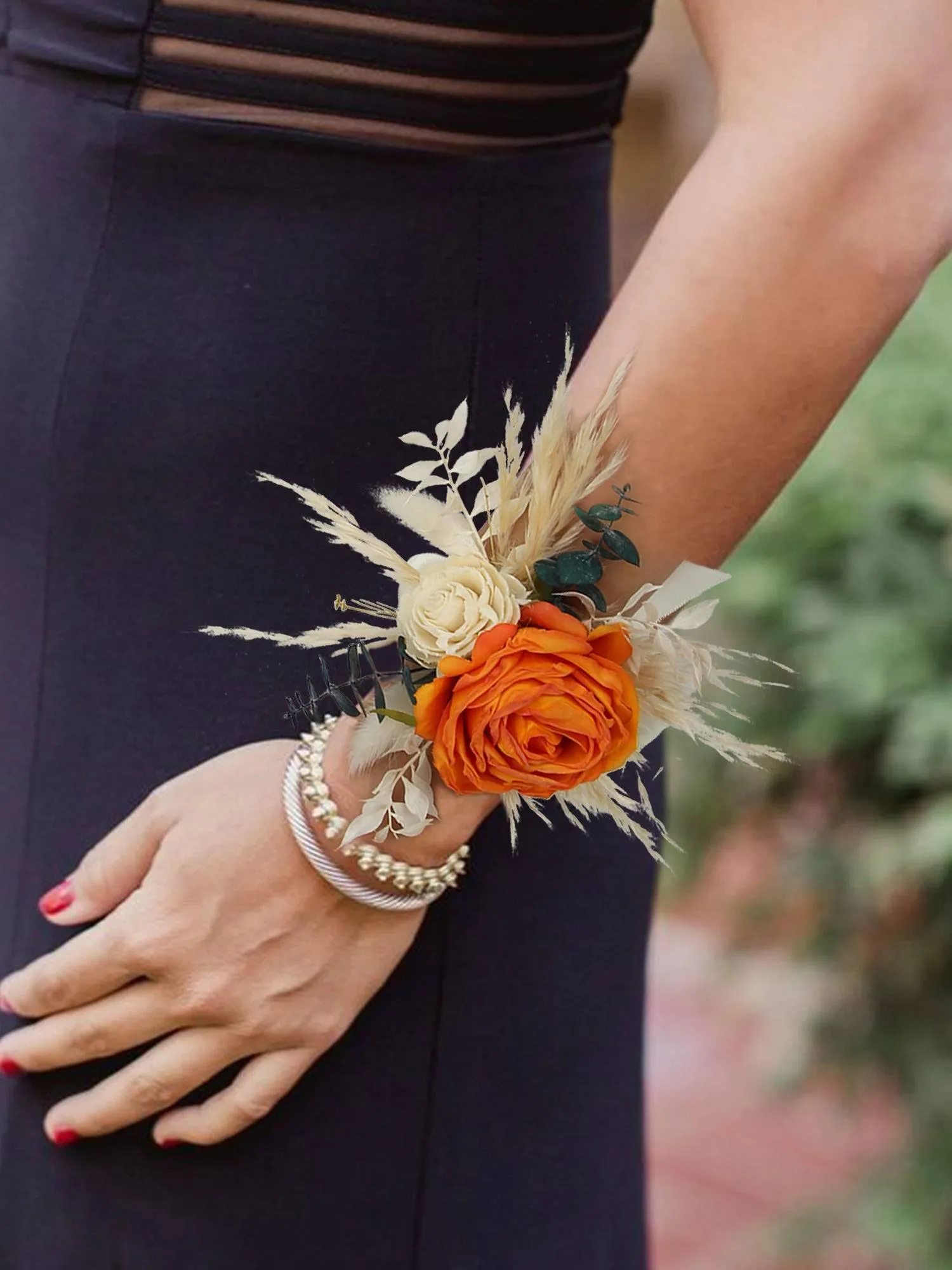 6Pcs Terracotta & Beige Wrist Corsage