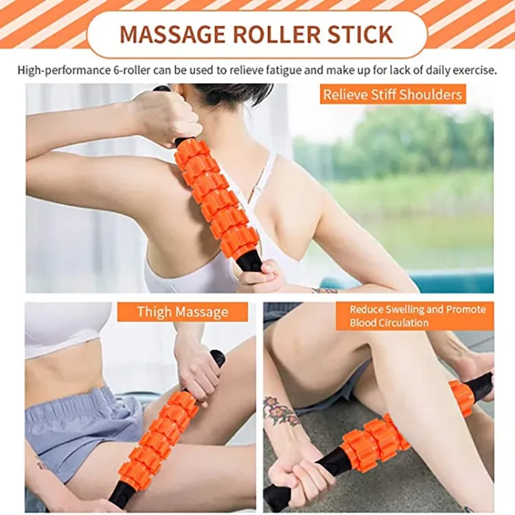 6pcs/set Crescent Hollow Foam Roller Yoga Column Set Fitness Muscle Relaxation Massager Set(33cm Blue)