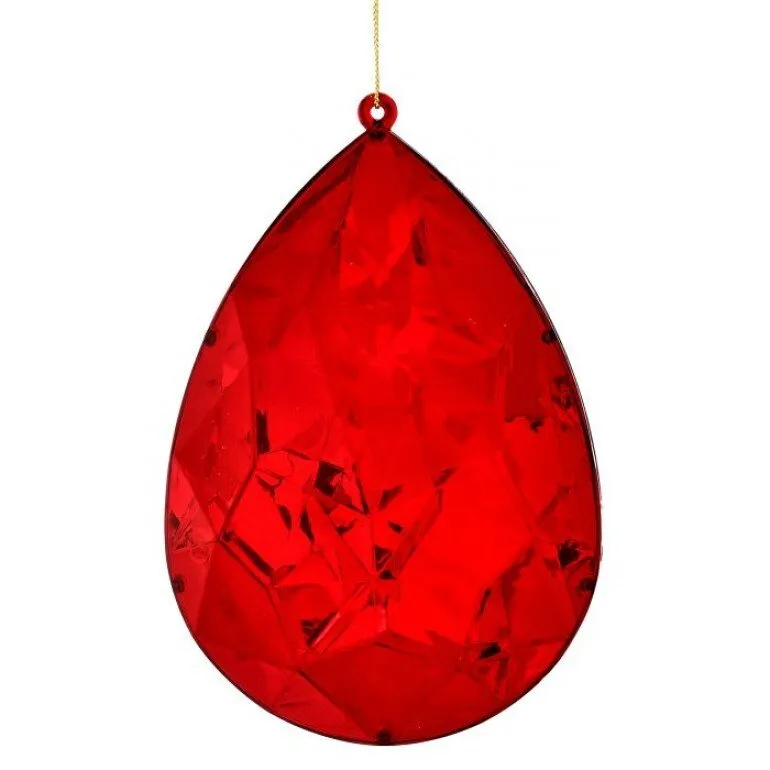 6"  Jewel Drop Ornament: Red