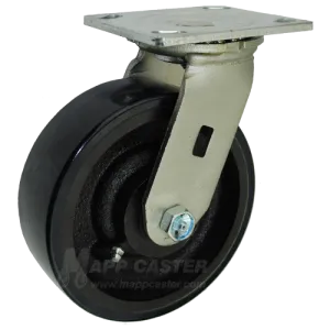 6" x 2" Polyurethane on Iron Wheel Swivel Caster - 1,250 Lbs Capacity