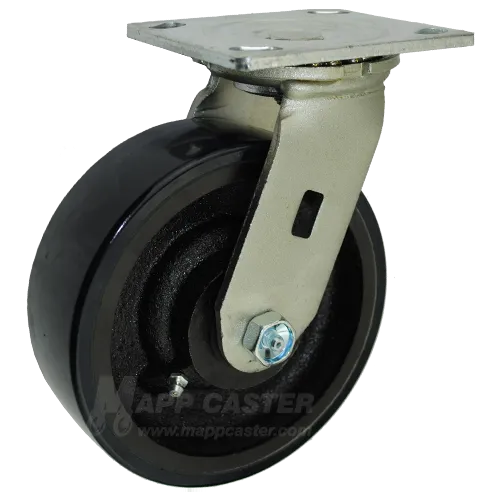 6" x 2" Polyurethane on Iron Wheel Swivel Caster - 1,250 Lbs Capacity