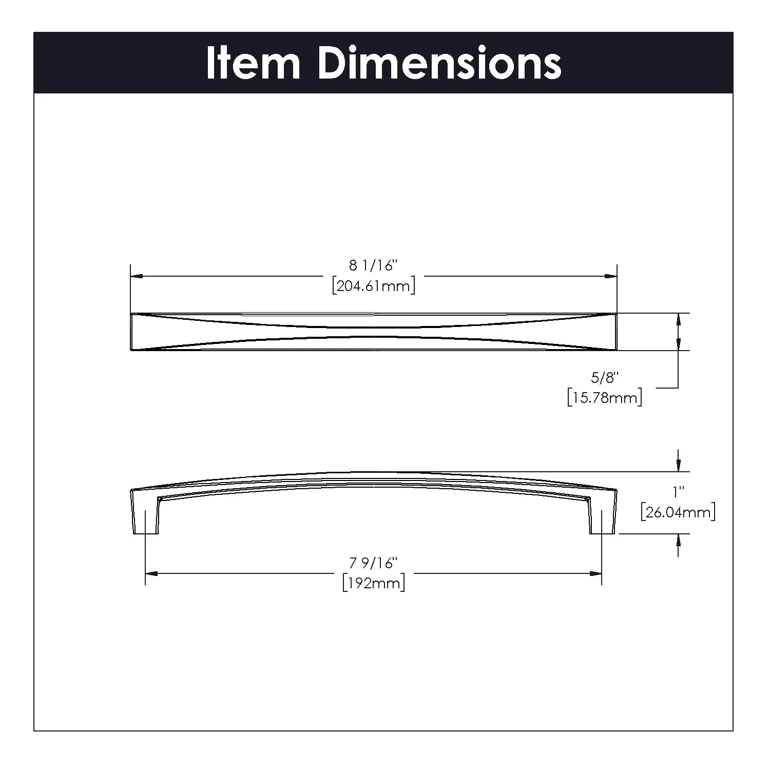 7-9/16 inch (192mm) Center to Center Crest Cabinet Pull