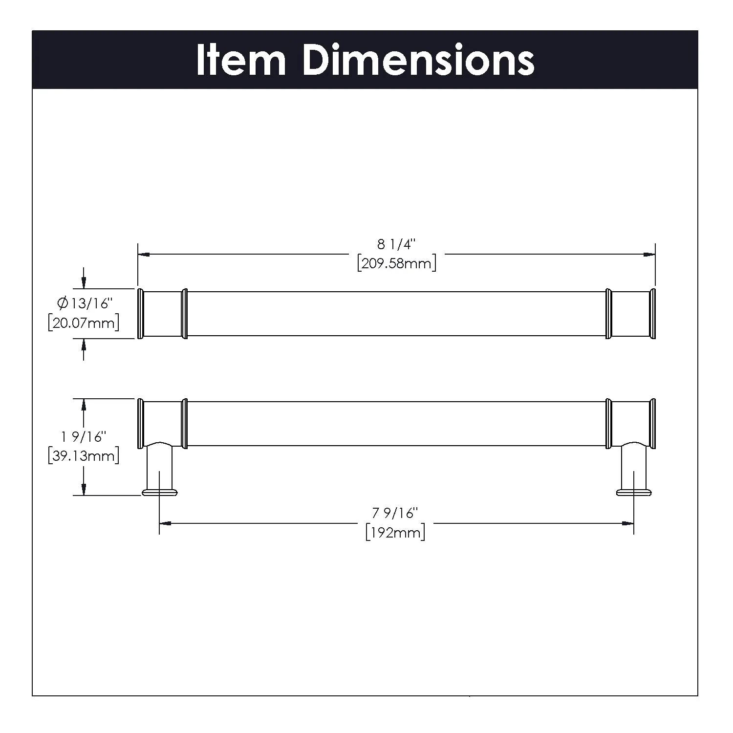 7-9/16 inch (192mm) Midway Cabinet Pull