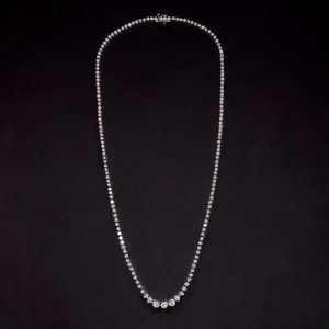 7 CARAT NATURAL DIAMOND RIVIERA NECKLACE WHITE GOLD IDEAL CUT TENNIS GRADUATED