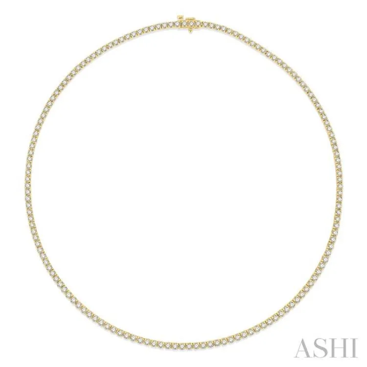 7 Ctw Round Cut Diamond Tennis Necklace in 14K Yellow Gold