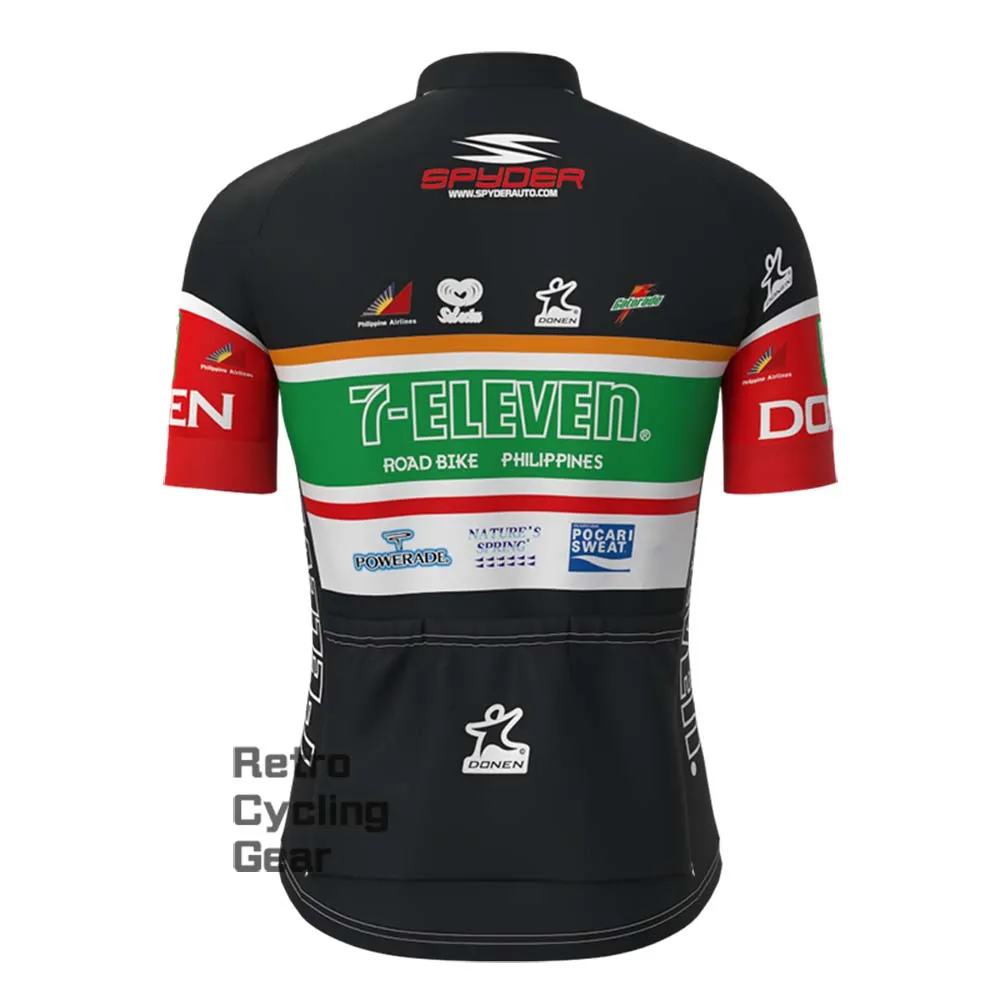 7-ELEVEN black Retro Short Sleeve Cycling Jersey