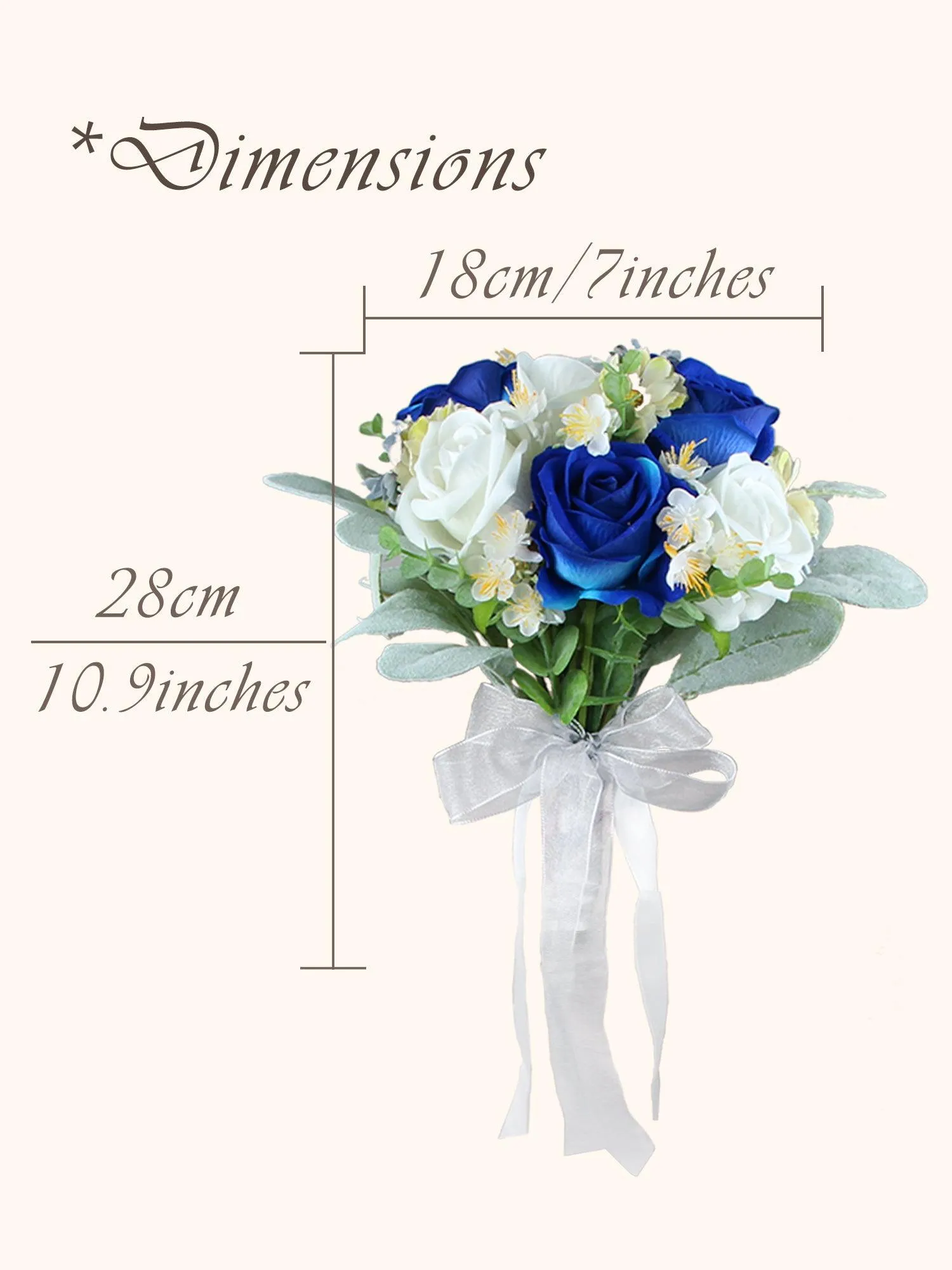 7 inch wide Sapphire Blue Bridesmaid Bouquet