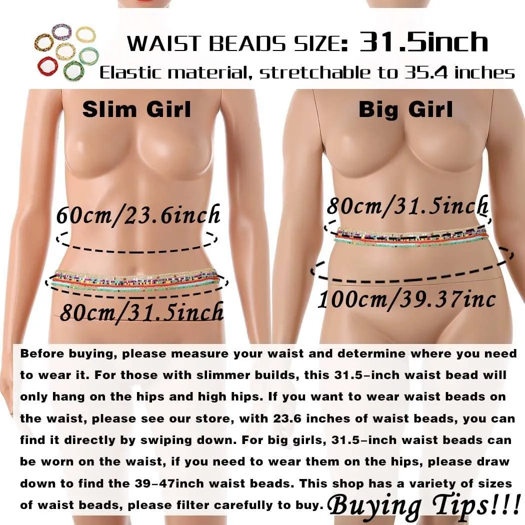 7-Pieces: Women Waist Bead Chain Belly Chain Beach Jewelry