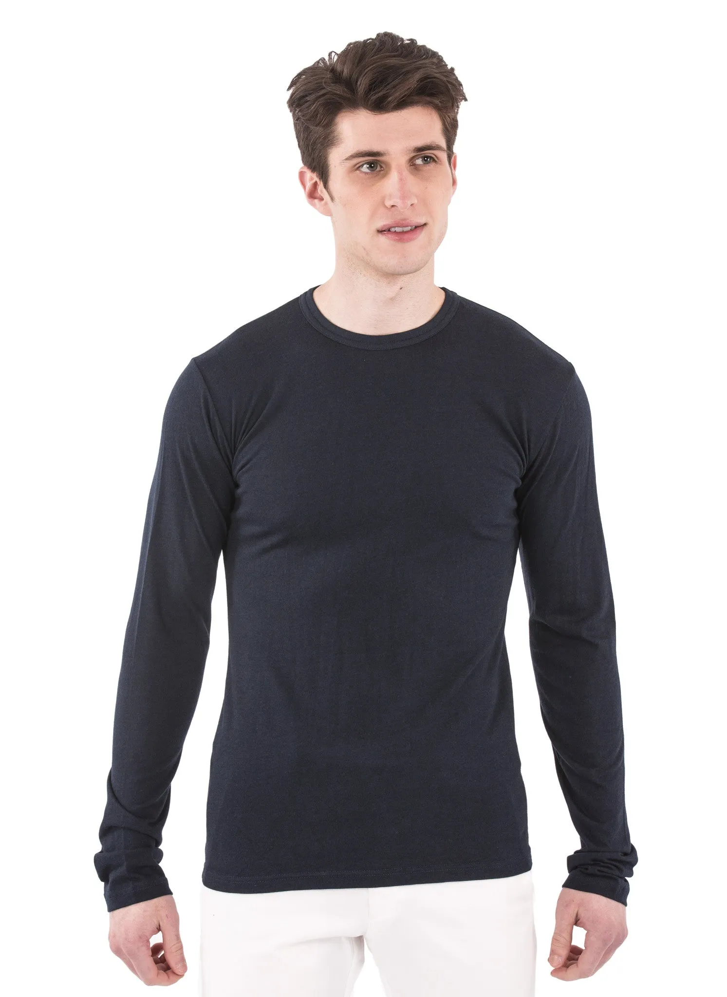 70% Bamboo Mens Long Sleeve Crew Neck