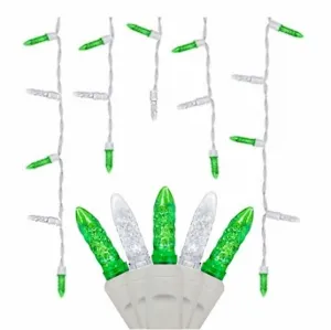 70 Green & Pure White Icicles - Premium - LED Christmas Lights