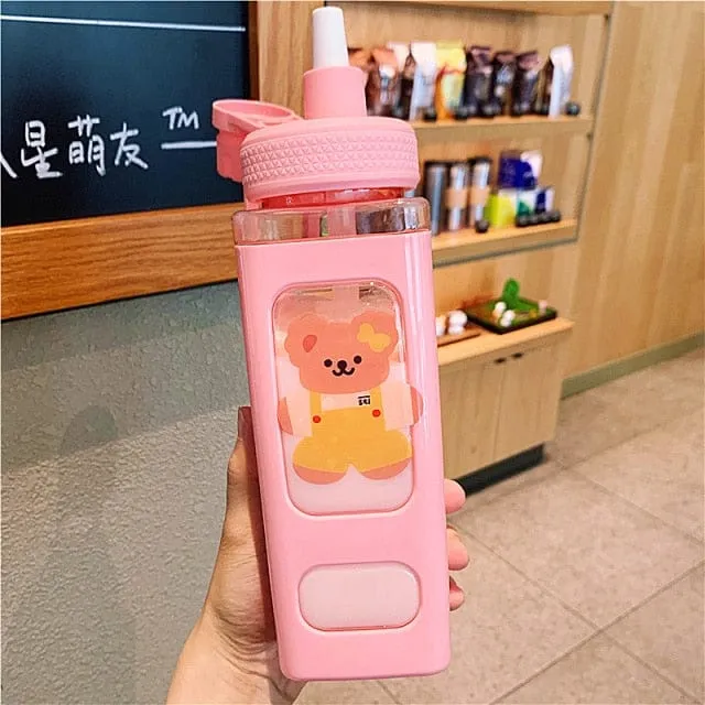 700/900ml Kawaii Water Bottle With Straw