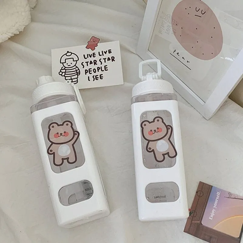 700/900ml Kawaii Water Bottle With Straw