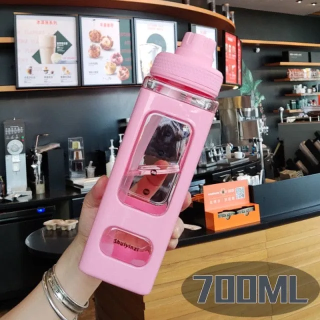 700/900ml Kawaii Water Bottle With Straw