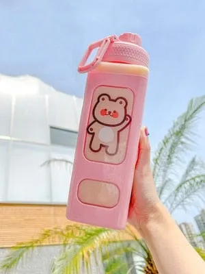 700/900ml Kawaii Water Bottle With Straw