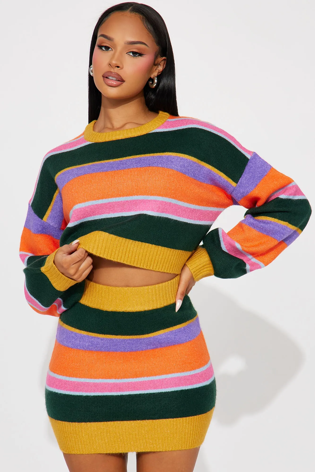 70's Baby Sweater Skirt Set - Multi Color