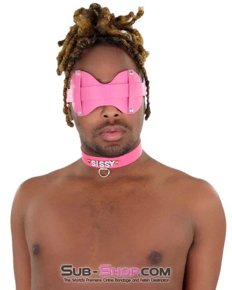 7176A-SIS      SISSY Man Boi Hussy Hot Pink Feminization Leather Rhinestone Letter Collar