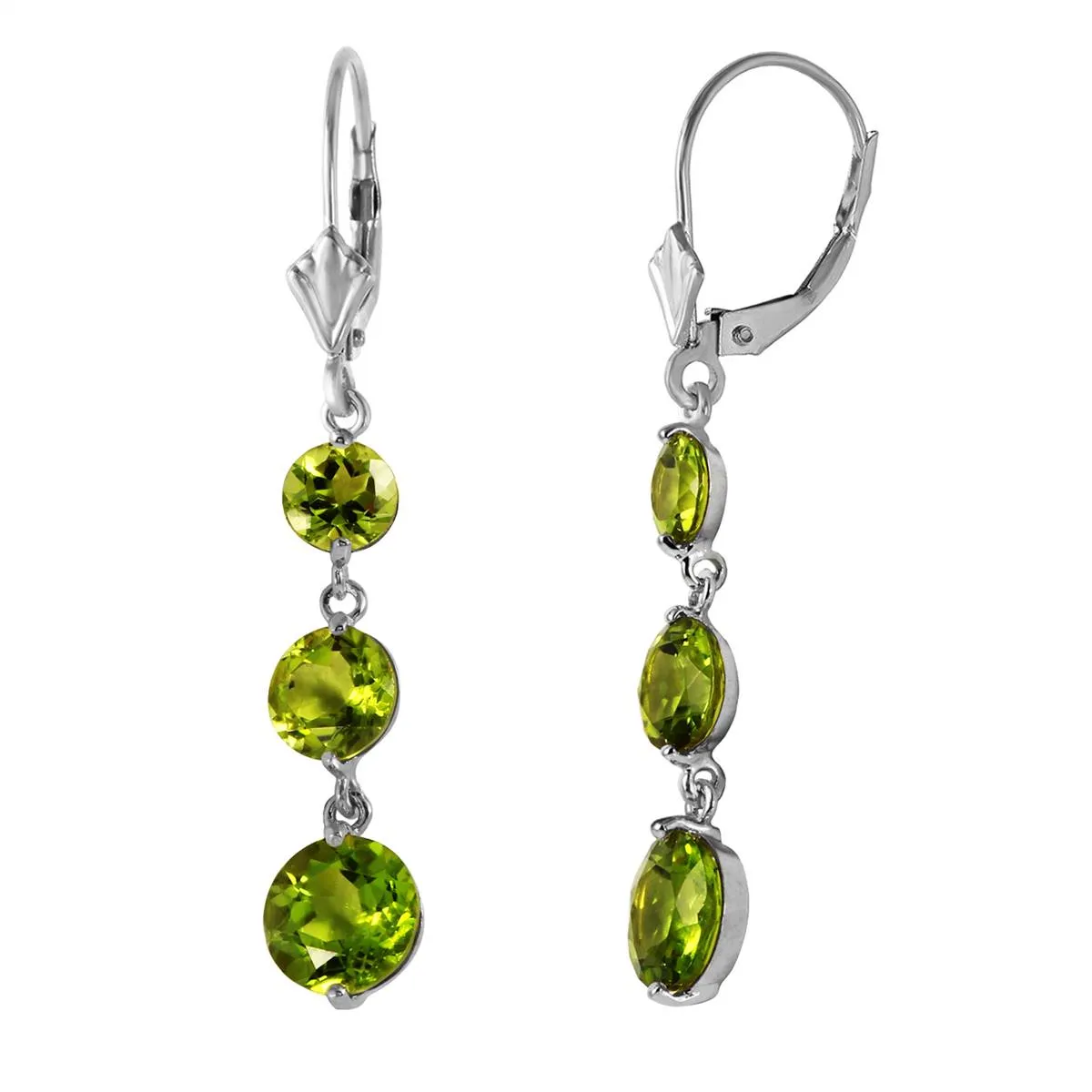 7.2 Carat 14K Solid White Gold Pouting Heart Peridot Earrings