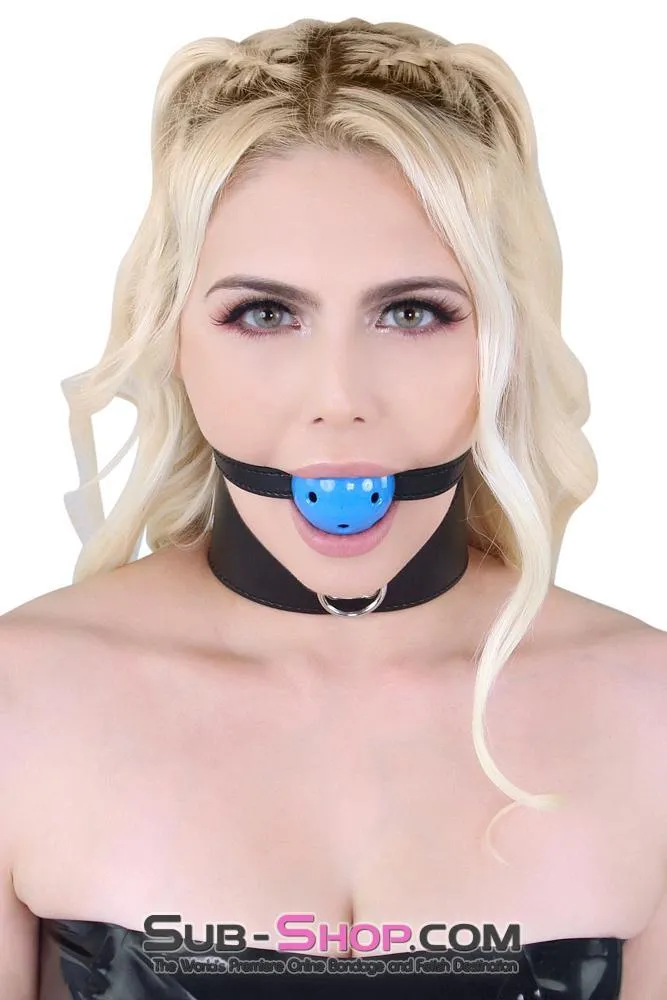 7331MQ      Posture Collar with Blue Breather Drool Ball Gag and Leash - LAST CHANCE - Final Closeout!