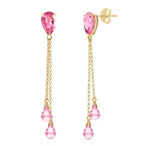 7.5 Carat 14K Solid Yellow Gold Chandelier Earrings Pink Topaz