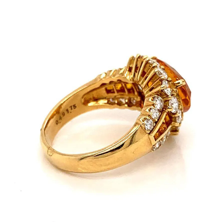 7.66 Carat Orange Sapphire Diamond Gold Ring