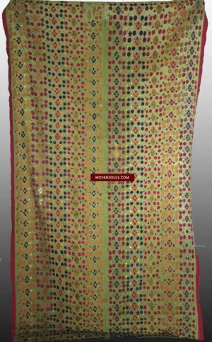 770 SOLD Rare Green Antique Swat Valley Shawl textile