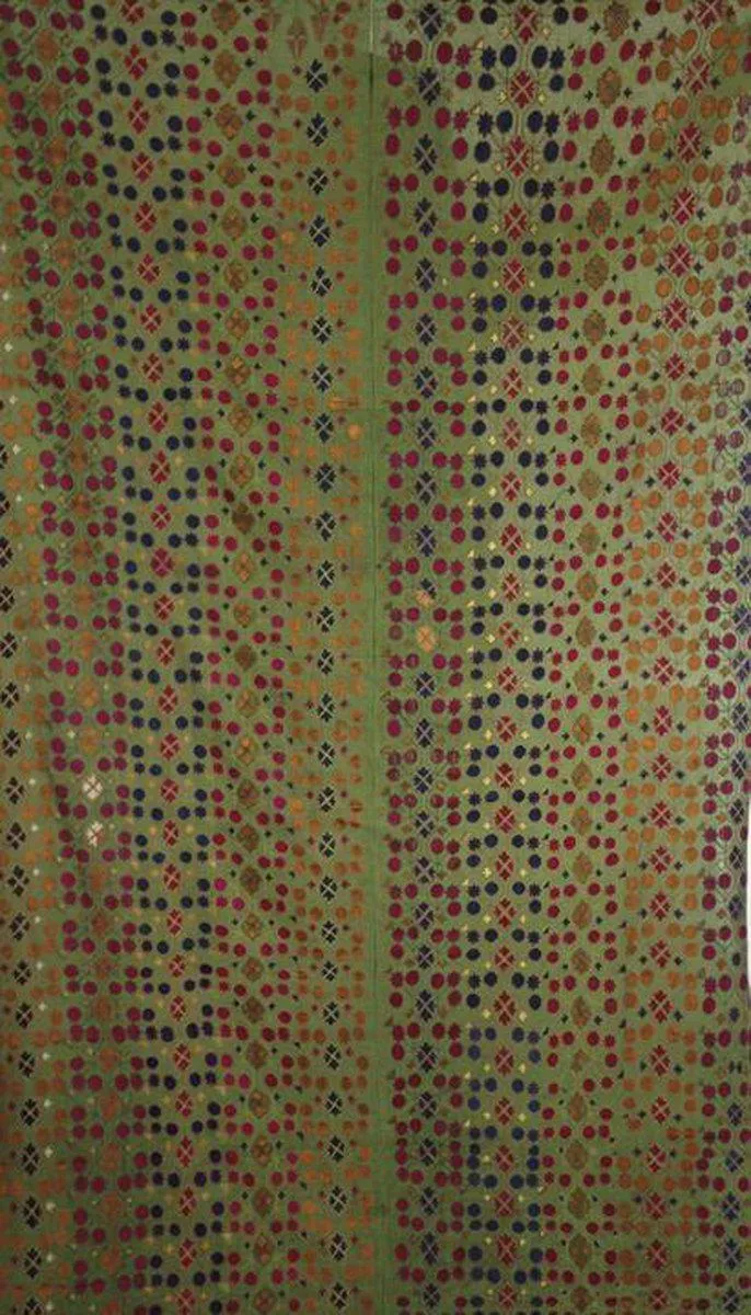 770 SOLD Rare Green Antique Swat Valley Shawl textile