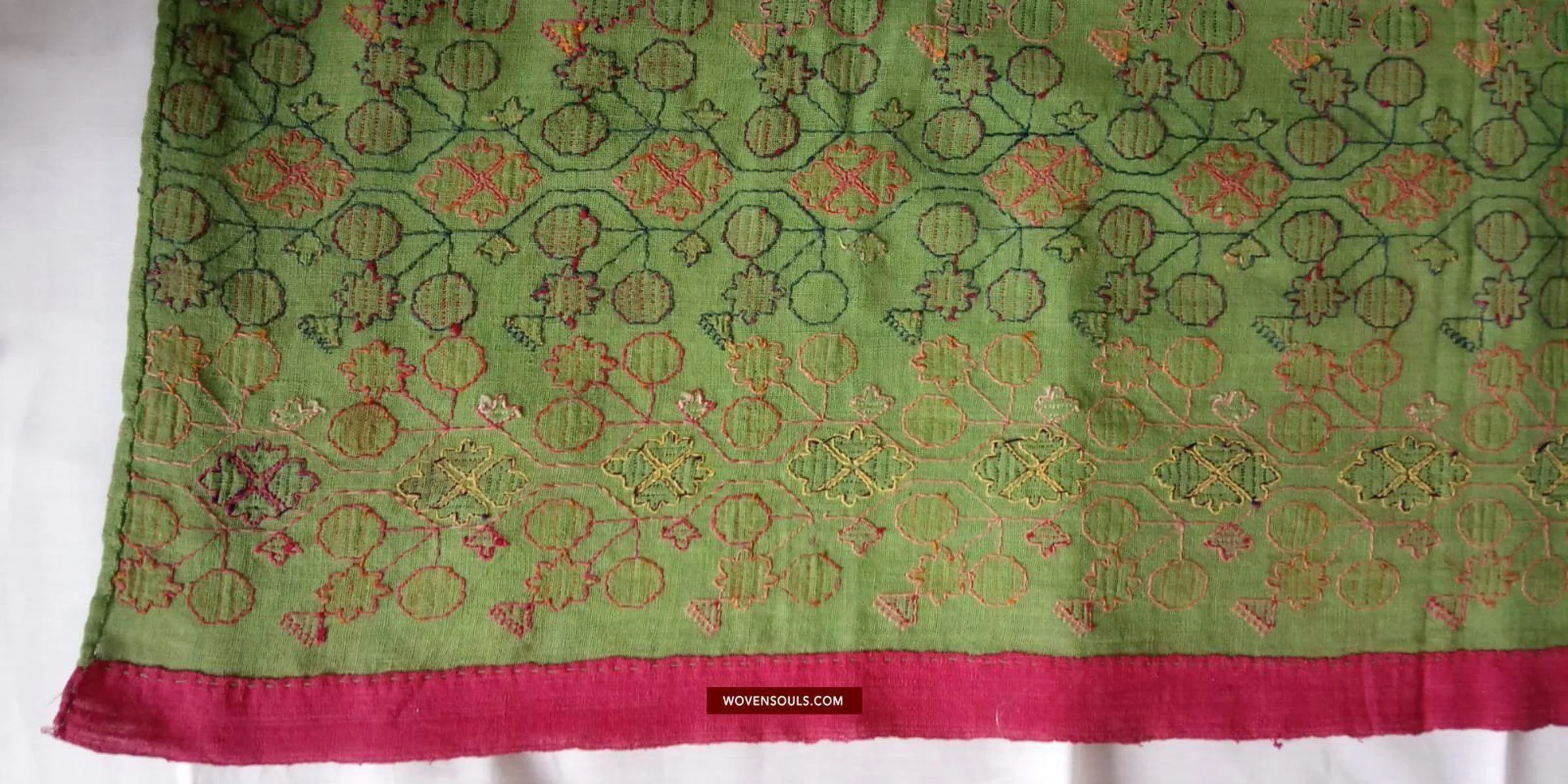 770 SOLD Rare Green Antique Swat Valley Shawl textile