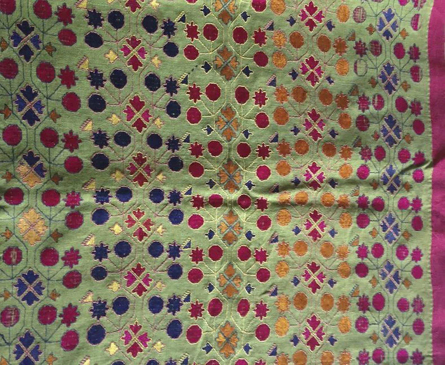 770 SOLD Rare Green Antique Swat Valley Shawl textile