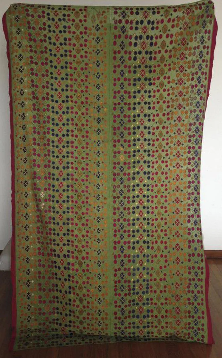 770 SOLD Rare Green Antique Swat Valley Shawl textile