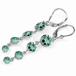 7.8 Carat 14K Solid White Gold Remeberance Of Love Past Blue Topaz Earrings