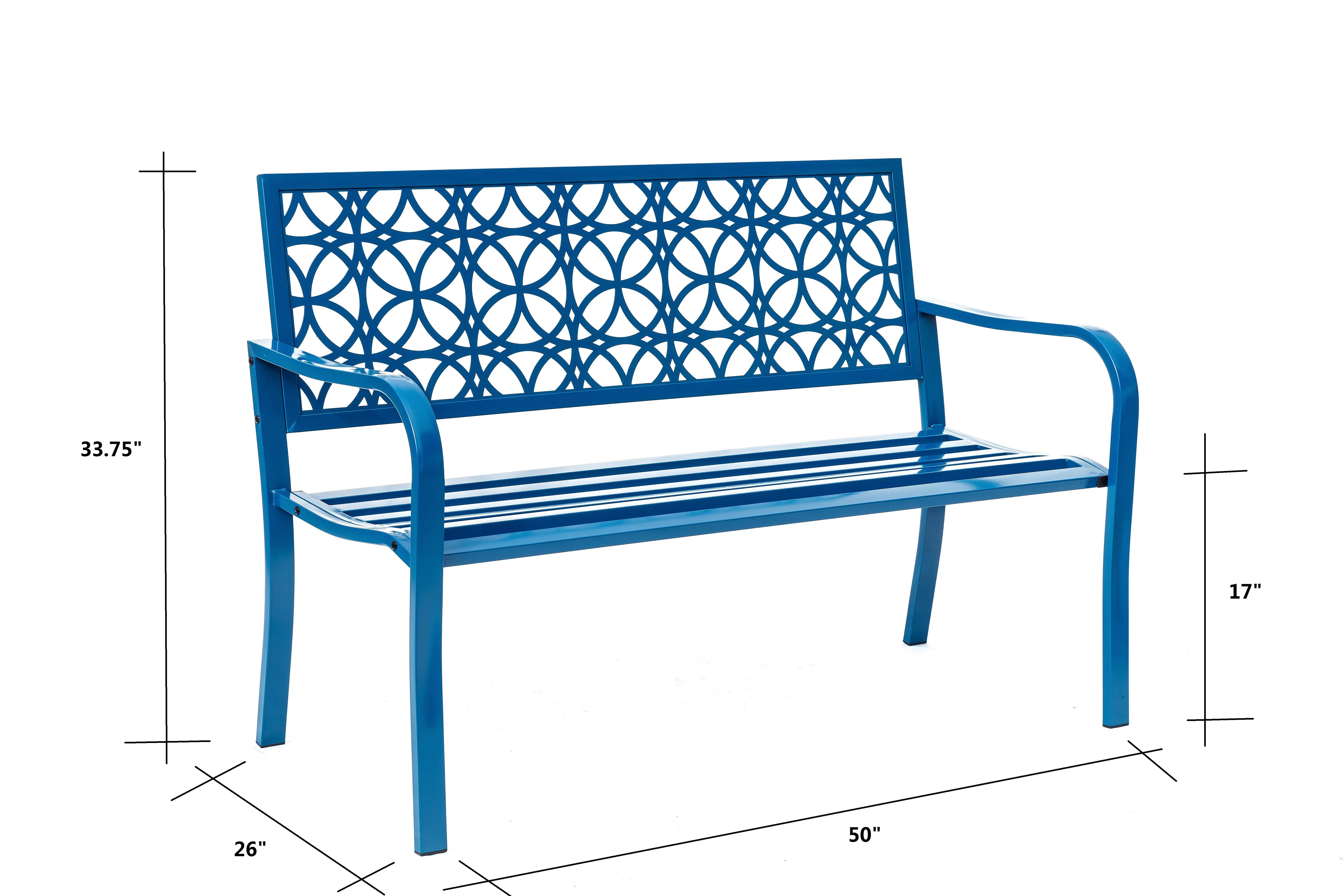 78660-B-BL -  Blue Lagoon Escape- All-Steel Garden Bench for Tranquil Moments