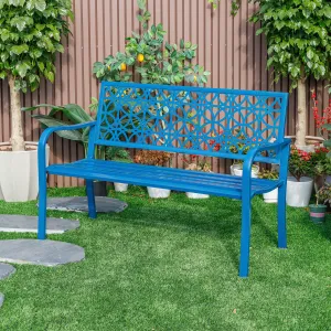 78660-B-BL -  Blue Lagoon Escape- All-Steel Garden Bench for Tranquil Moments