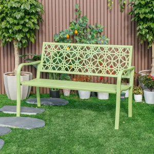 78660-B-GN -  Green Oasis Haven- All-Steel Garden Bench for Relaxation