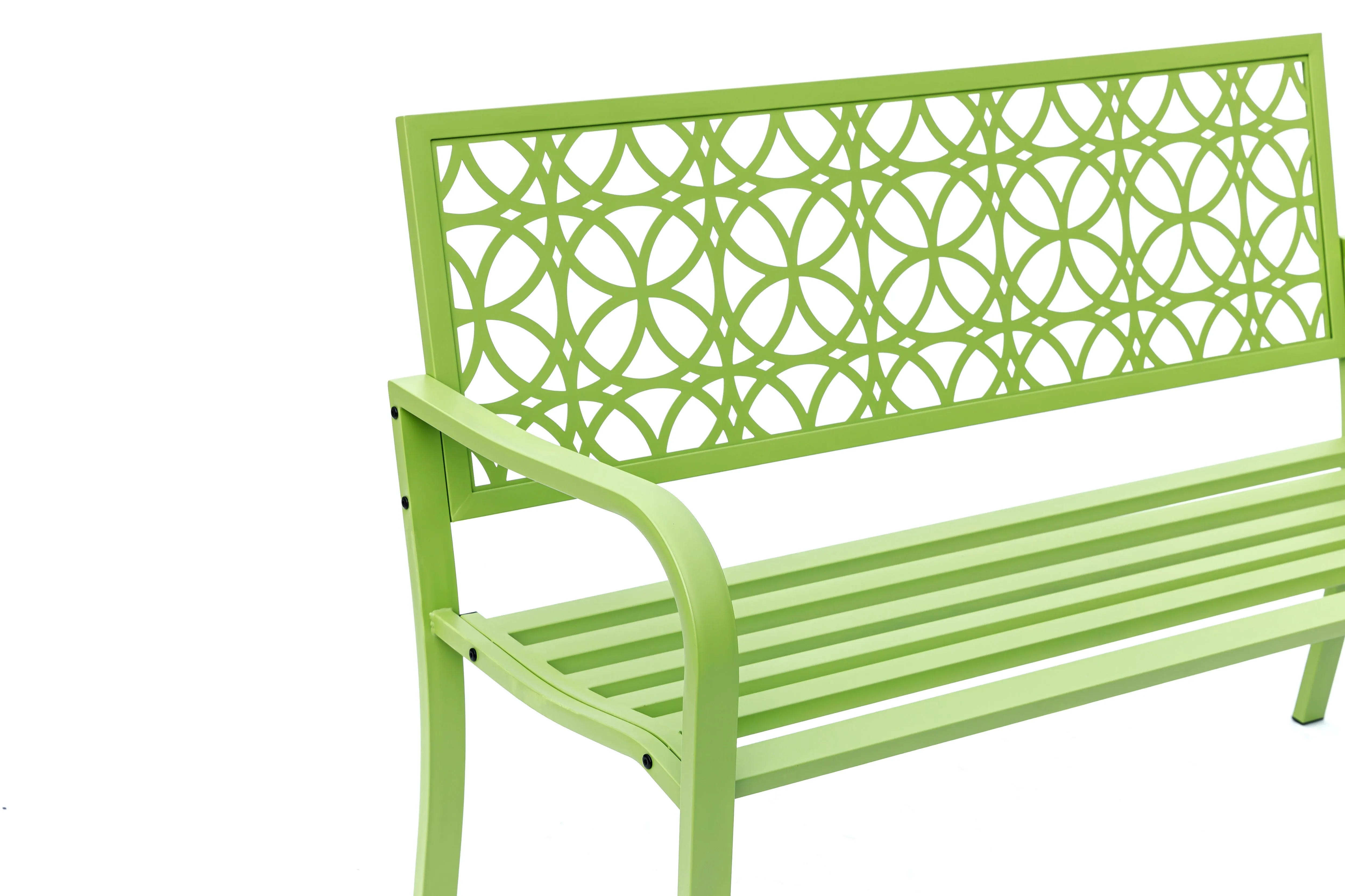 78660-B-GN -  Green Oasis Haven- All-Steel Garden Bench for Relaxation