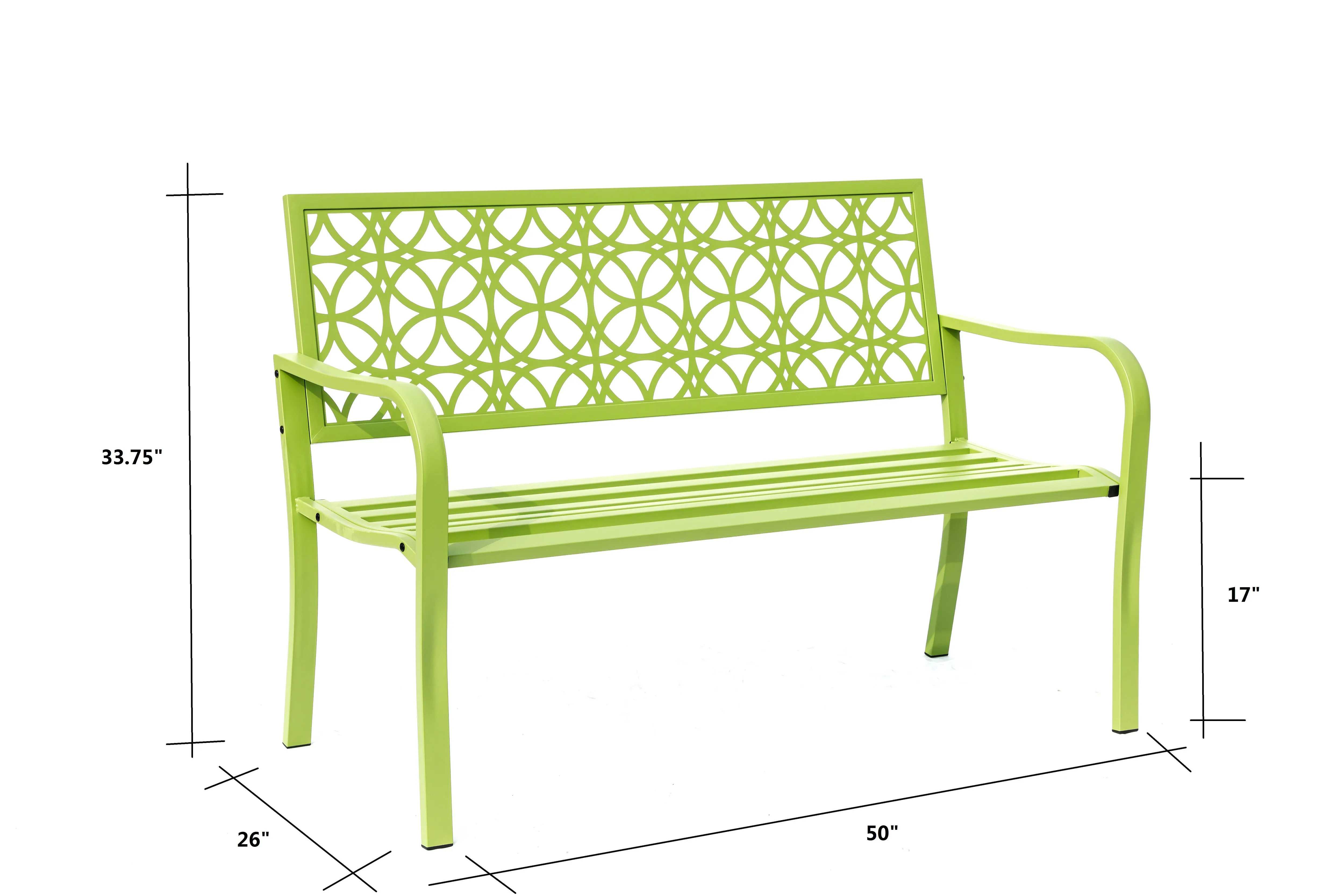 78660-B-GN -  Green Oasis Haven- All-Steel Garden Bench for Relaxation