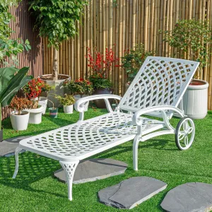 78663-WT -  Pure Elegance- White Cast Aluminium Garden Bench for Outdoor Tranquility