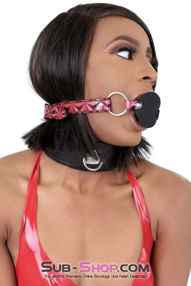 7944DL       Rough Sex Silicone Penis Gag with Locking Red Diamond Strap