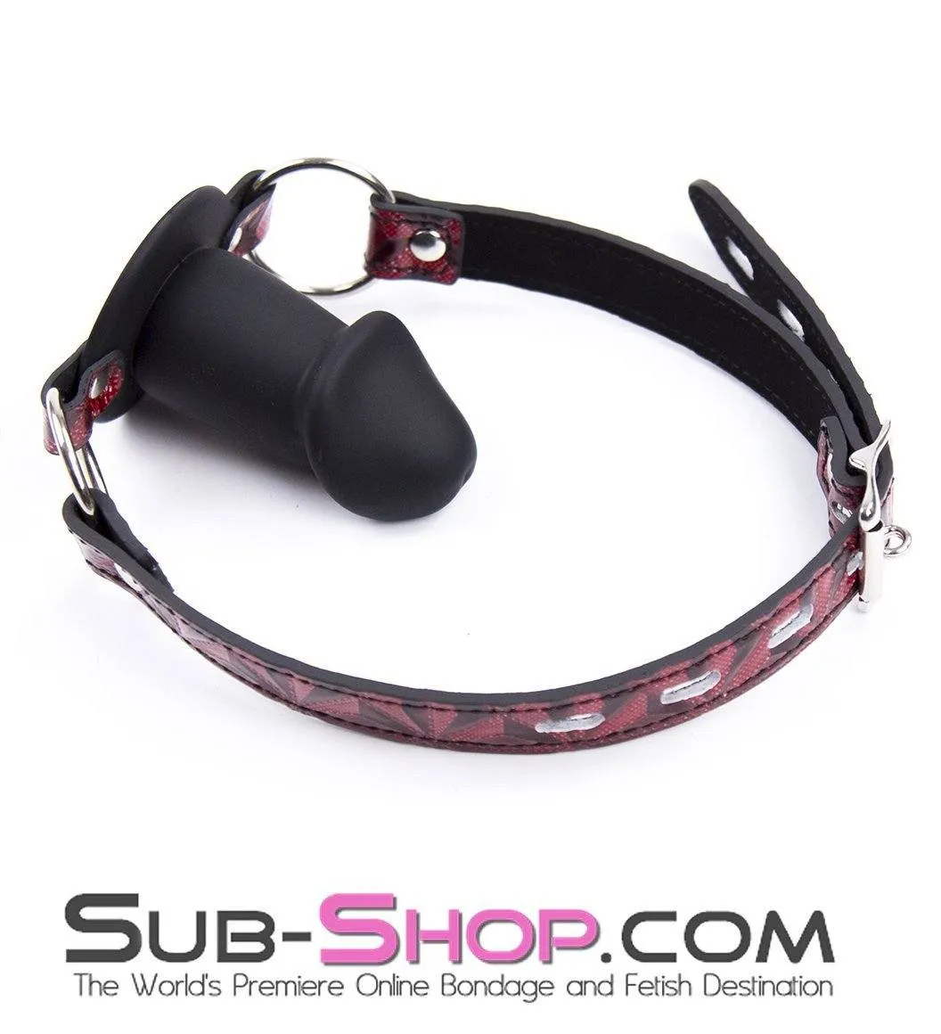 7944DL       Rough Sex Silicone Penis Gag with Locking Red Diamond Strap