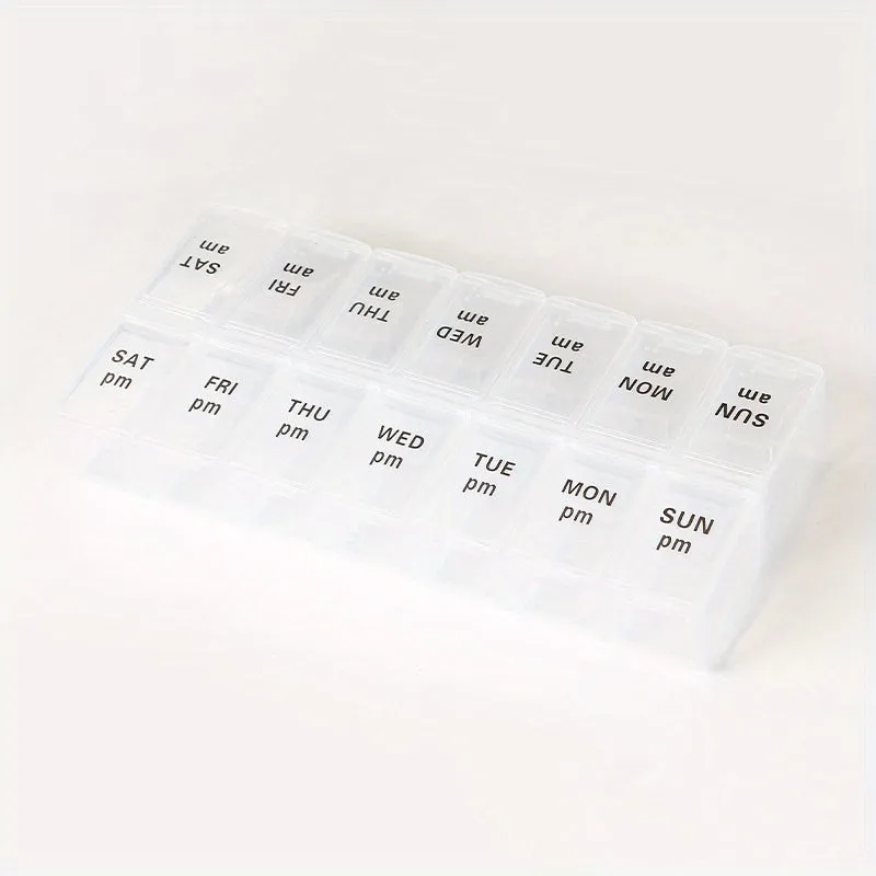 7Day Pill Organizer with 14 Compartments EasyOpen Lids