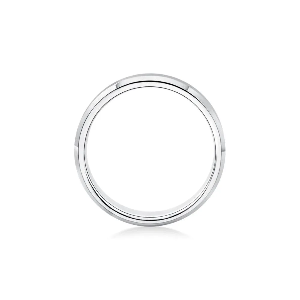 7mm Brushed Finish Men's Wedding Band With Beveled Edges