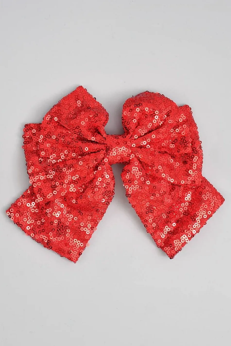 7" Sequin Bow Hair Clip in Red