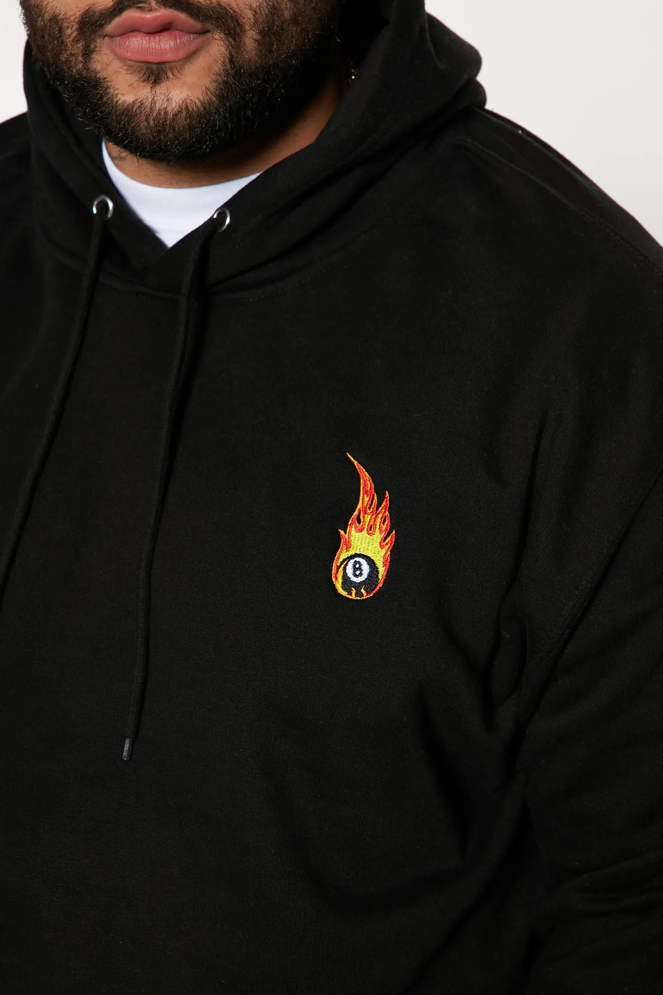 8 Ball Embroidered Hoodie - Black