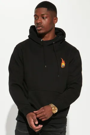 8 Ball Embroidered Hoodie - Black