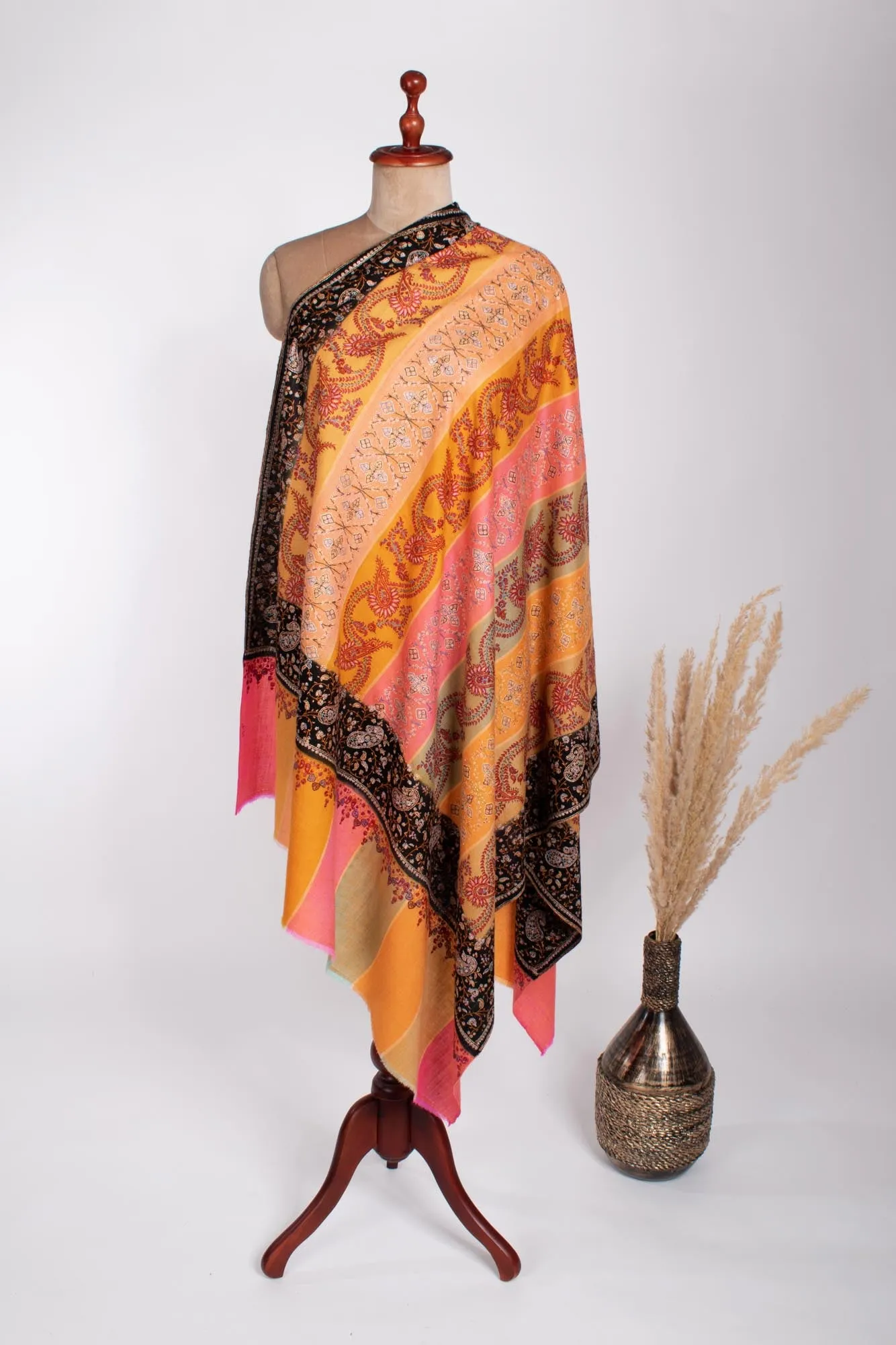 8 Color Stripe Artistic Kashmiri Pashmina - SALTASH