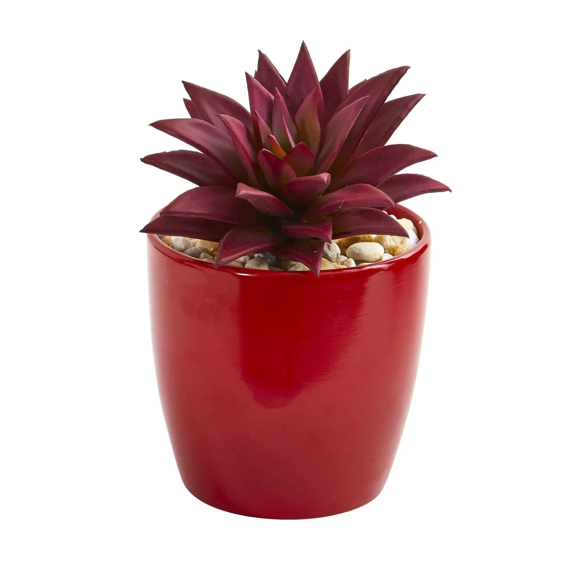 8” Mixed Succulent Artificial Plant in Red Vase (Set of 3)