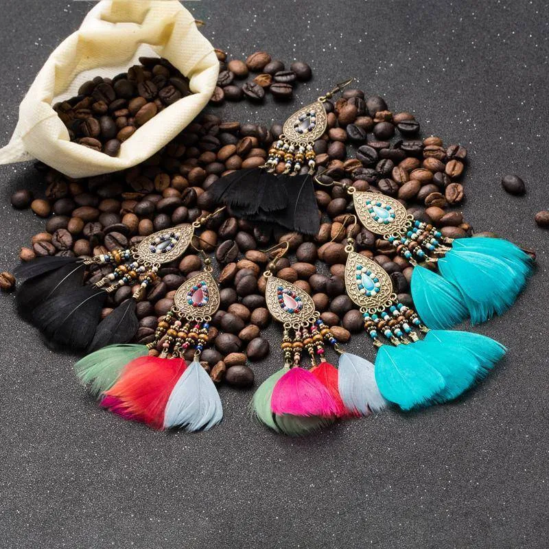 8 Styles, Bohemian feather Earring