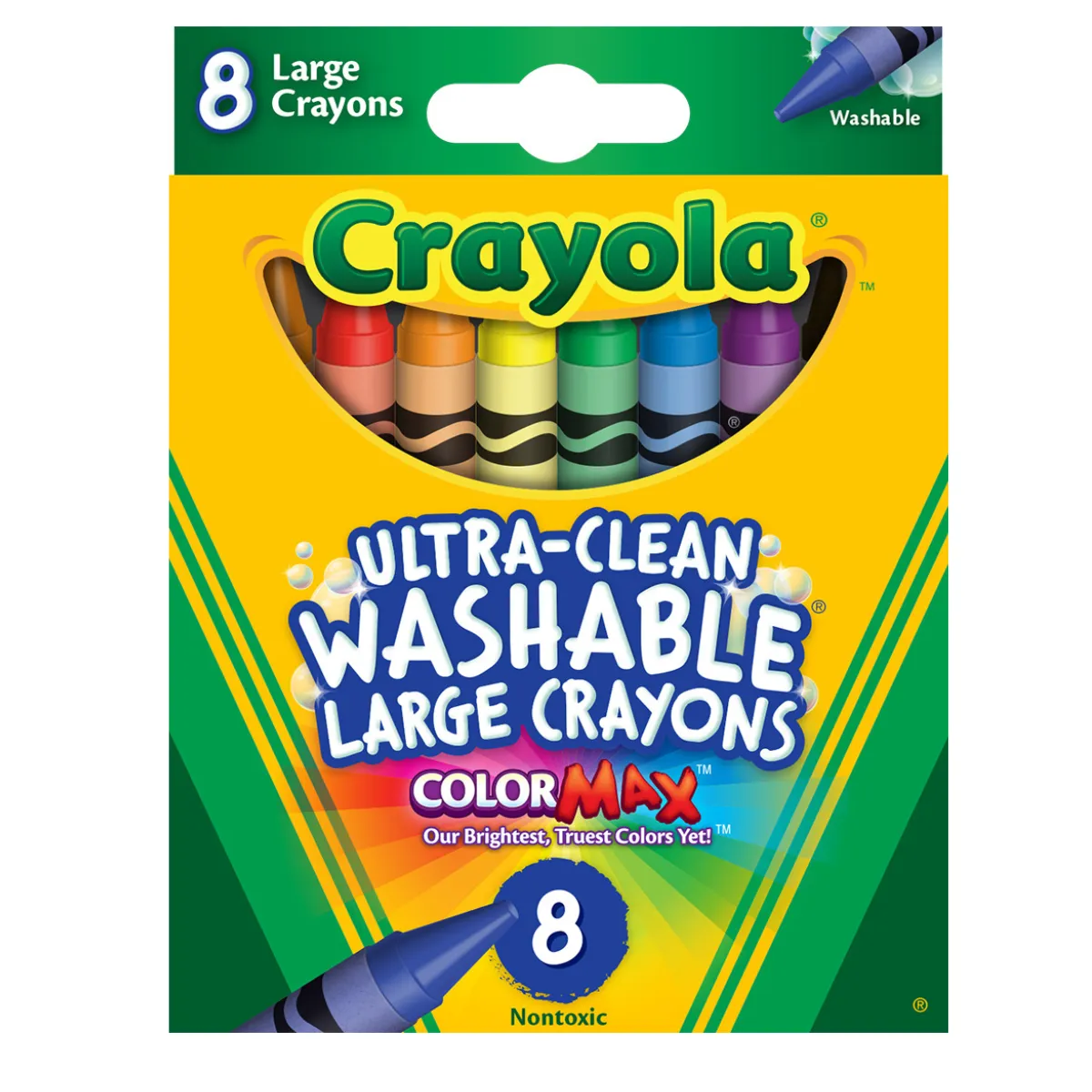 8 Ultra-Clean Washable Large Crayons