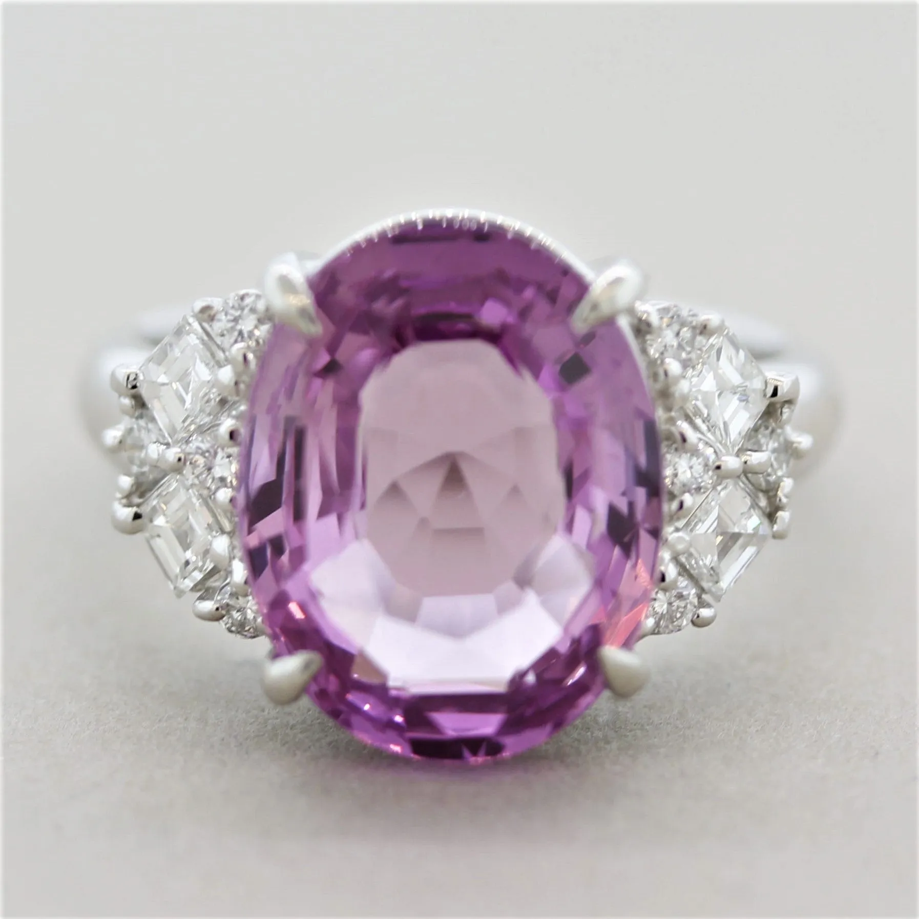 8.04 Carat Pink Sapphire Diamond Platinum Ring, GIA Certified