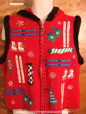 80s Ski Gear Ugly Christmas Sweater Vest Hoodie